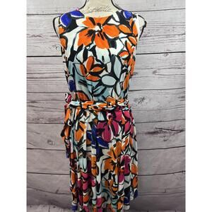 Lauren Ralph Lauren Floral‎ Dress Belted Sleeveless 14